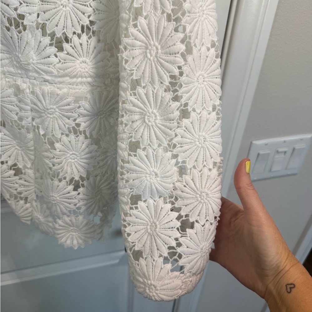 berek White Daisy Lace Blazer Floral Textured Button Front Large - Picture 7 of 13